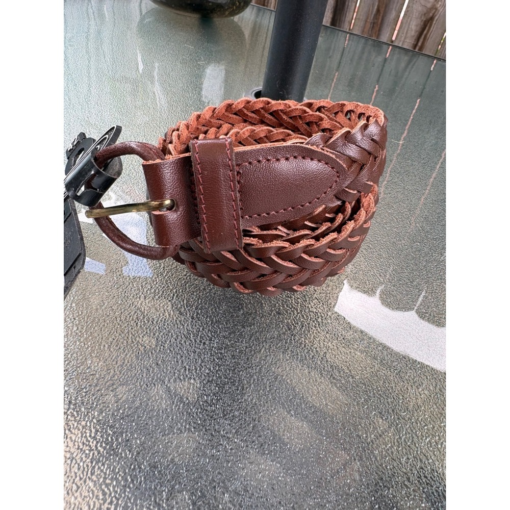 Genuine Leather Braided Belt Mens 42 Dark Brown Woven Made in Guatemala NEW
